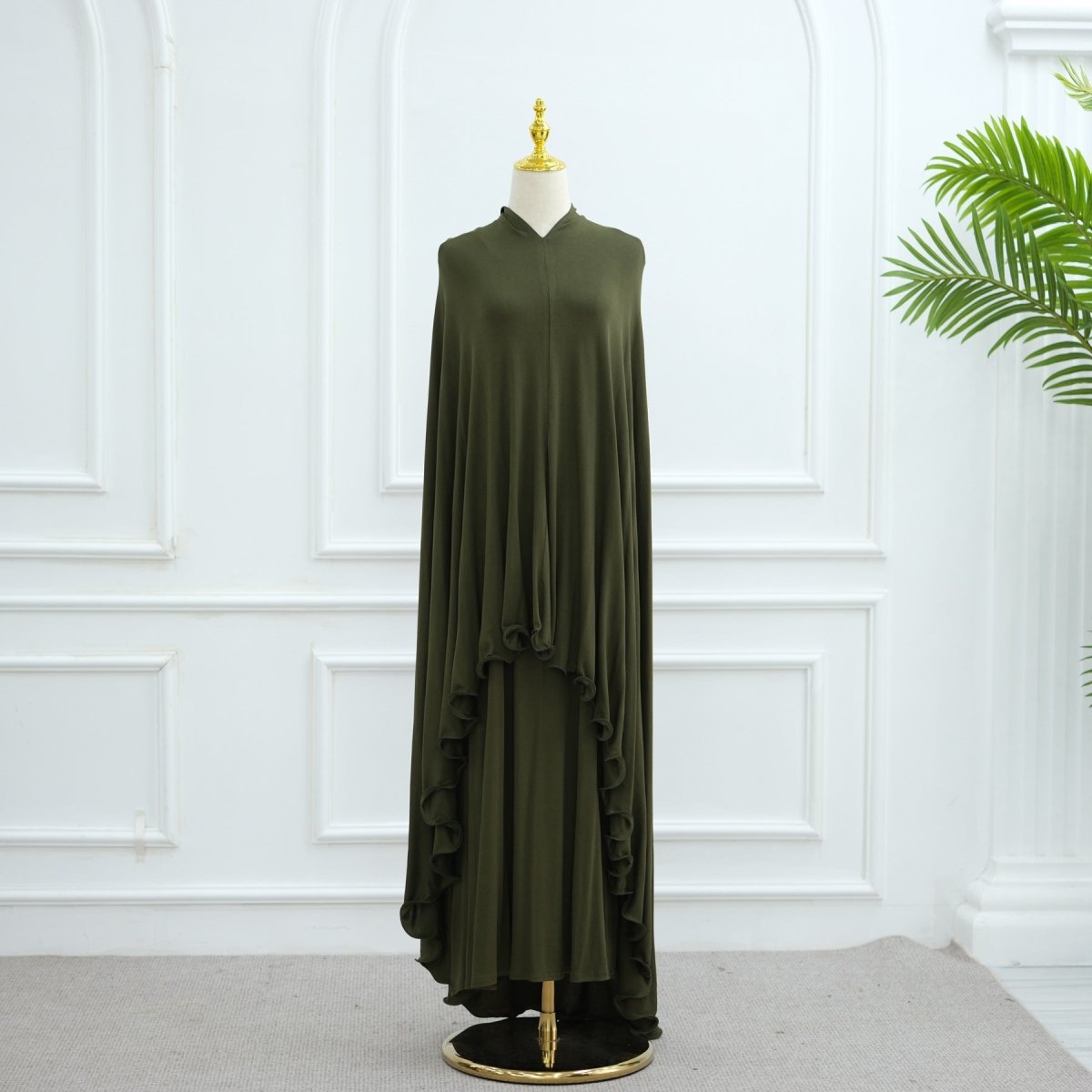Earthy Tone Modest Abaya Set Simple Solid Color Long Dress & Matching Headscarf Hijab Jilbab. (MJ020) - Mariam's Collection