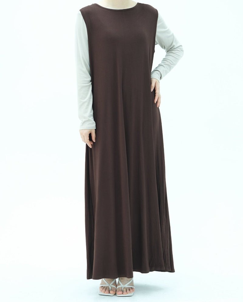 Earthy Tone Modest Abaya Set Simple Solid Color Long Dress & Matching Headscarf Hijab Jilbab. (MJ020) - Mariam's Collection