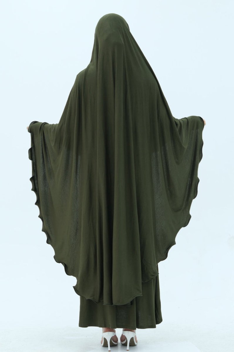 Earthy Tone Modest Abaya Set Simple Solid Color Long Dress & Matching Headscarf Hijab Jilbab. (MJ020) - Mariam's Collection