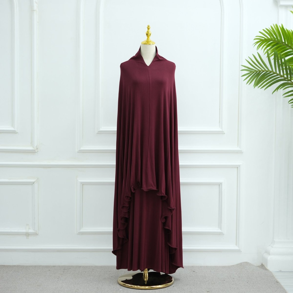 Earthy Tone Modest Abaya Set Simple Solid Color Long Dress & Matching Headscarf Hijab Jilbab. (MJ020) - Mariam's Collection