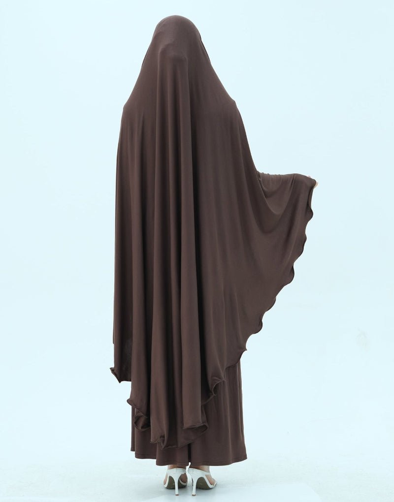 Earthy Tone Modest Abaya Set Simple Solid Color Long Dress & Matching Headscarf Hijab Jilbab. (MJ020) - Mariam's Collection