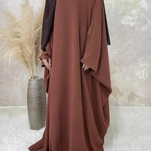 Modest Batwing Sleeve Loose Solid Color Maxi Abaya(MA172)
