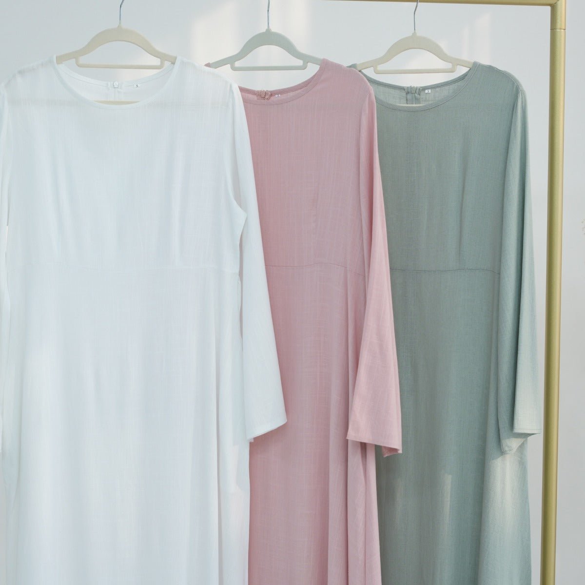 Eco - Friendly Hemp Bamboo Flared Sleeve Dress - Modest Solid Color Maxi(MA286) - Mariam's Collection