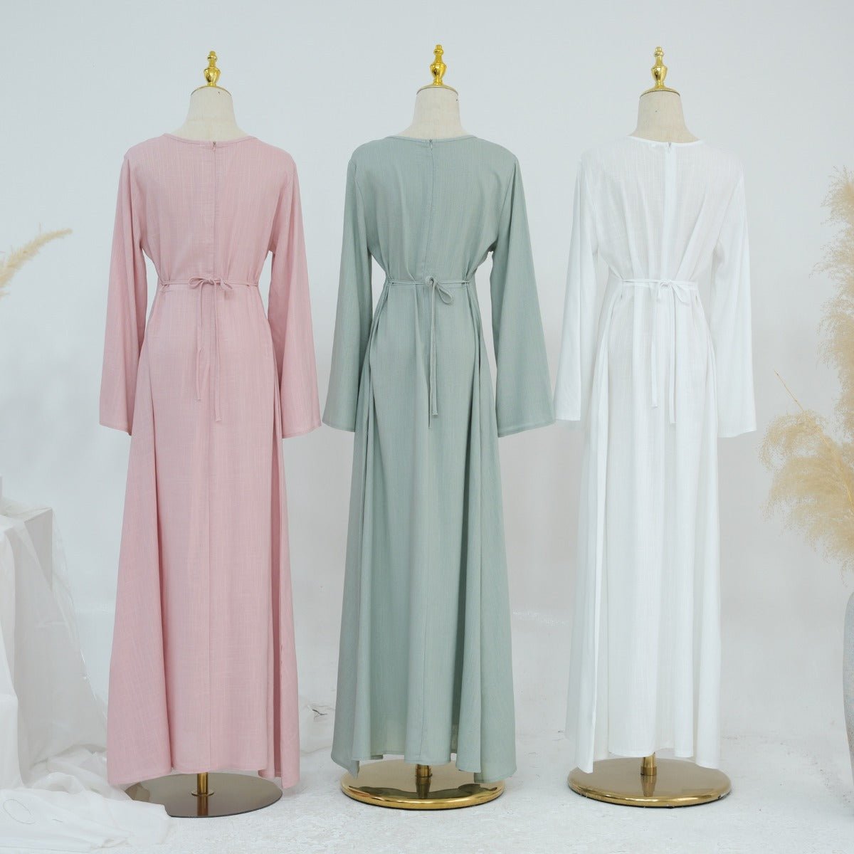 Eco - Friendly Hemp Bamboo Flared Sleeve Dress - Modest Solid Color Maxi(MA286) - Mariam's Collection