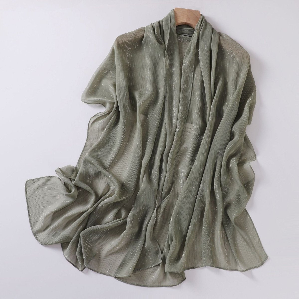 Effortless Grace Scarf Silver Crinkle Chiffon Hijab (MH153) - Mariam's Collection