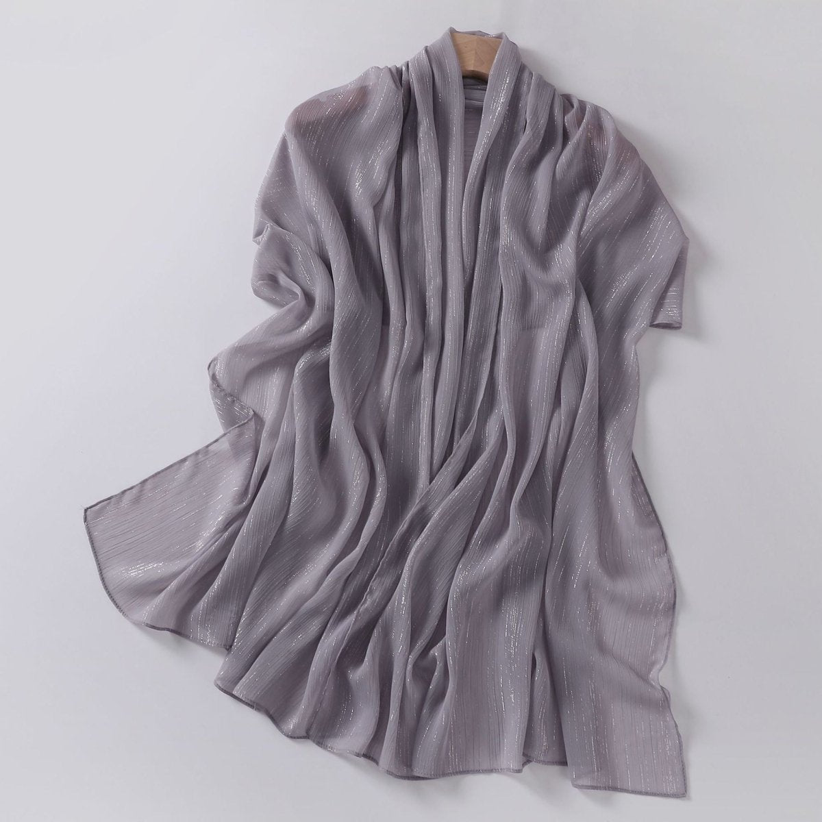 Effortless Grace Scarf Silver Crinkle Chiffon Hijab (MH153) - Mariam's Collection