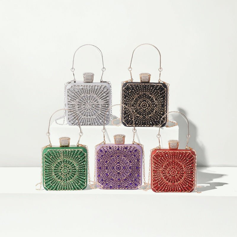 Elegance Brilliant Diamond Bag - Handcrafted Evening Box Bag for Soirées & Weddings (MAC269) - Mariam's Collection