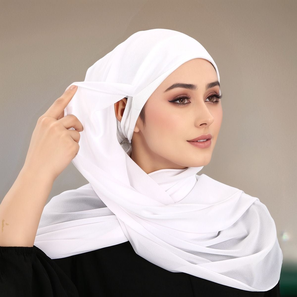 Elegance Modest Hijab Scarf with Ear Holes & Adjustable Undercap (MH156) - Mariam's Collection