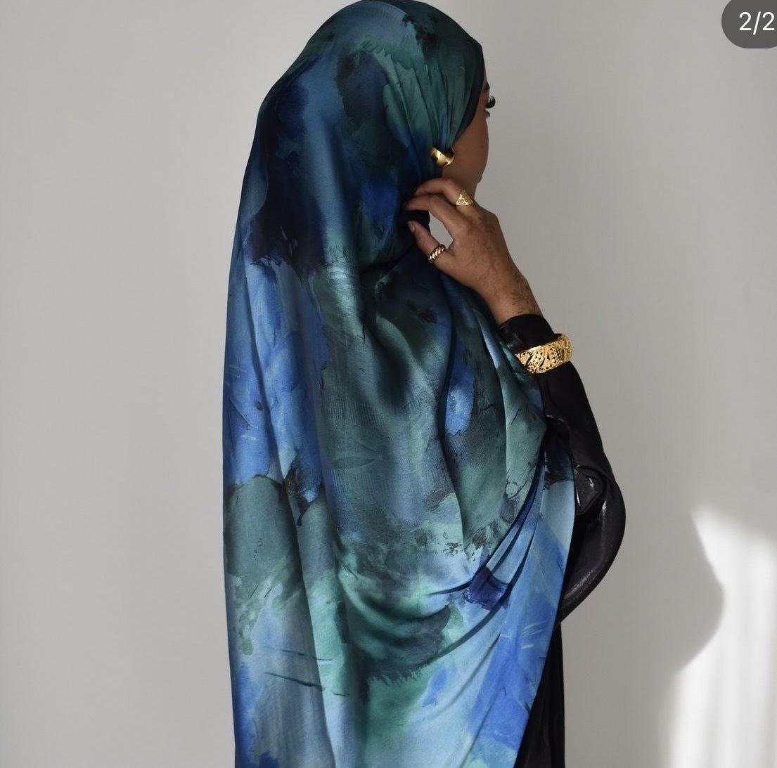 Elegance Satin Marble Print Hijab (MH172) - Mariam's Collection