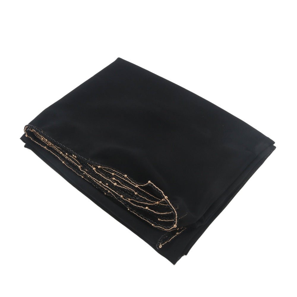 Elegance Solid Color Chiffon Hijab with Metallic Chain Trim (MH138) - Mariam's Collection