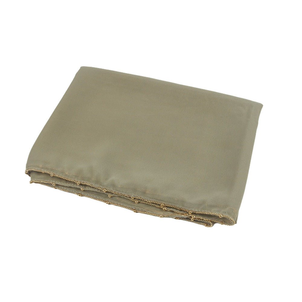 Elegance Solid Color Chiffon Hijab with Metallic Chain Trim (MH138) - Mariam's Collection