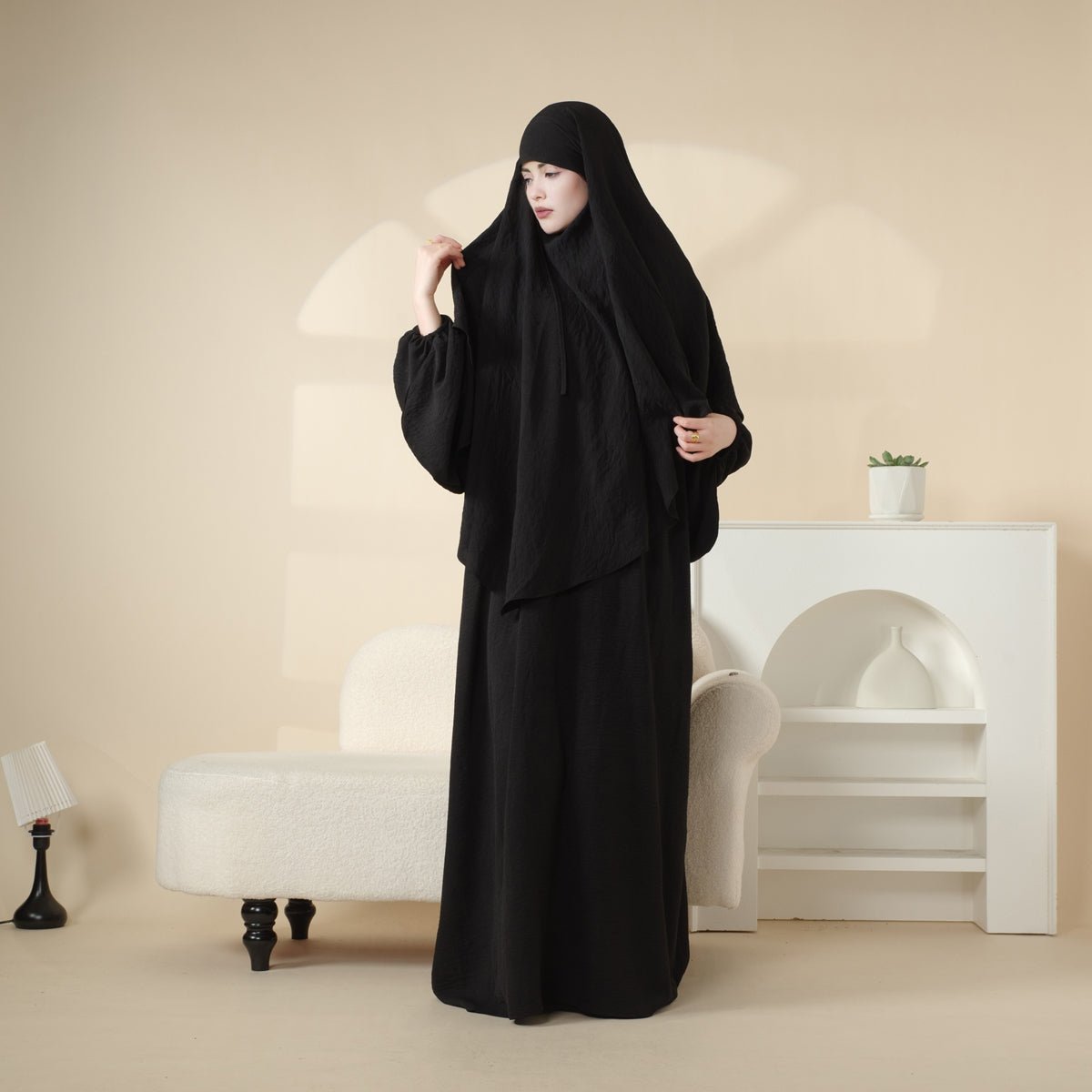 Elegant 2 - Piece Crepe Abaya & Khimar Set (MK008) - Mariam's Collection