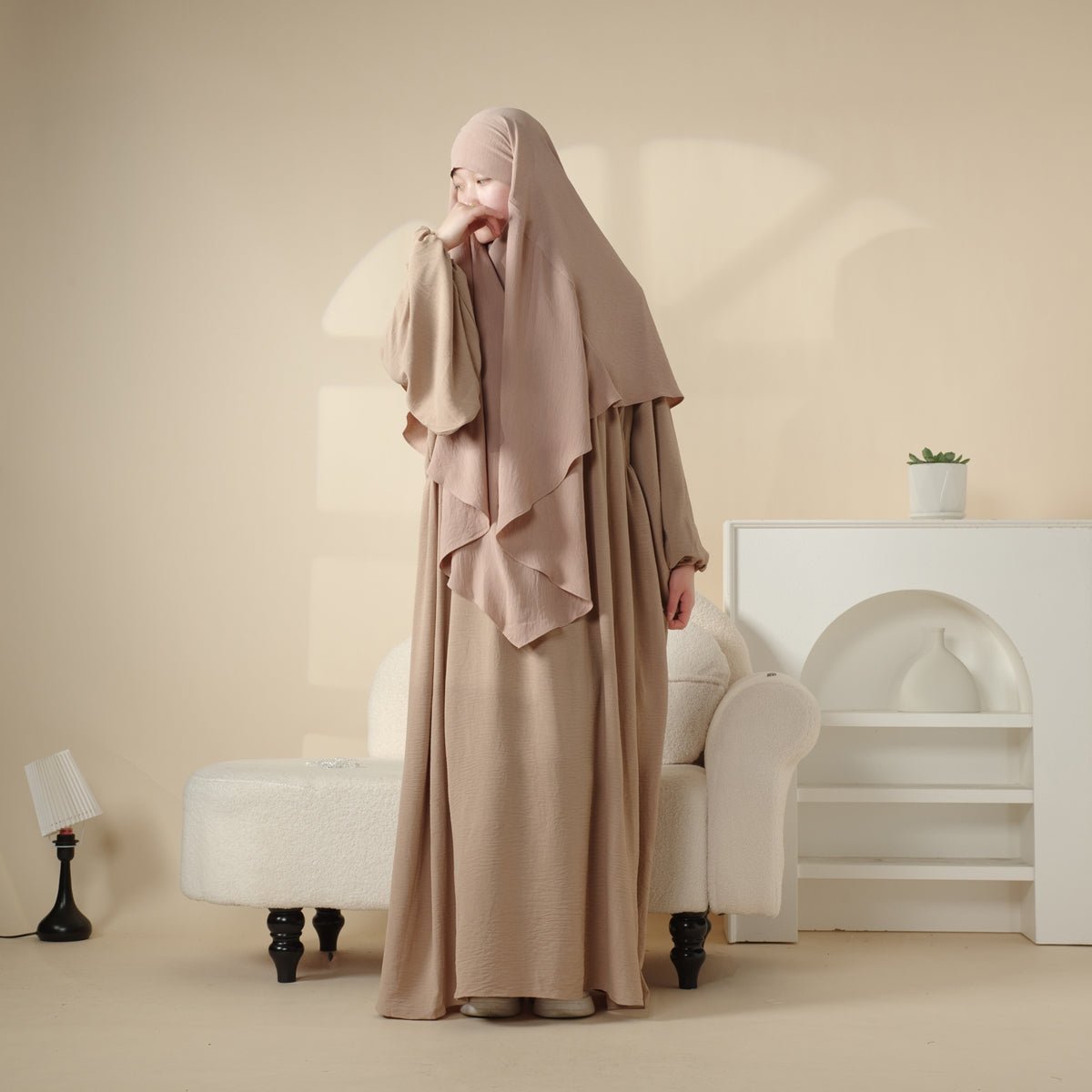 Elegant 2 - Piece Crepe Abaya & Khimar Set (MK008) - Mariam's Collection