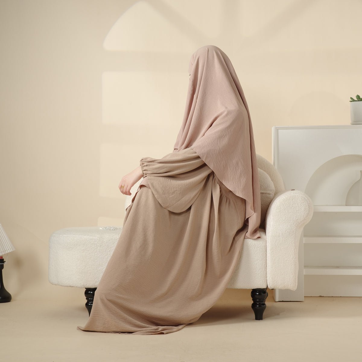 Elegant 2 - Piece Crepe Abaya & Khimar Set (MK008) - Mariam's Collection