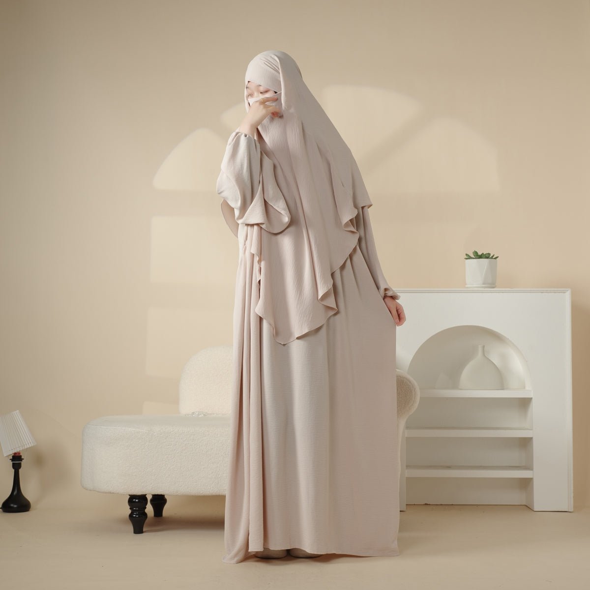 Elegant 2 - Piece Crepe Abaya & Khimar Set (MK008) - Mariam's Collection