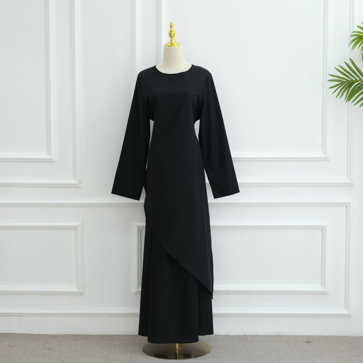 Elegant Asymmetric Top & Maxi Skirt Set | Cotton Linen Two - Piece Outfit(MS184) - Mariam's Collection