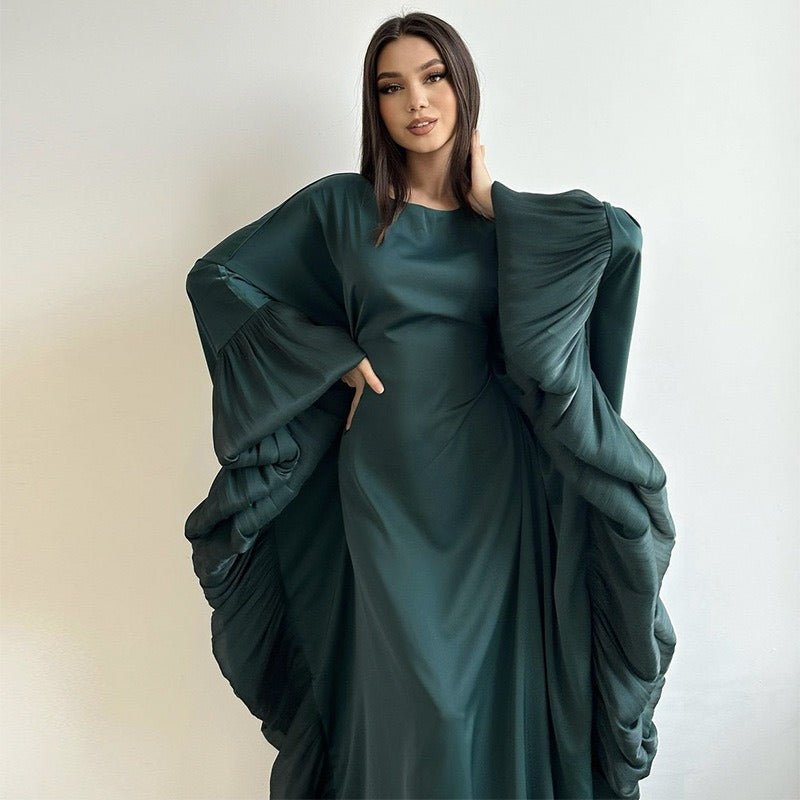 Elegant Batwing Abaya with Ruffled Sleeves(MA328) - Mariam's Collection