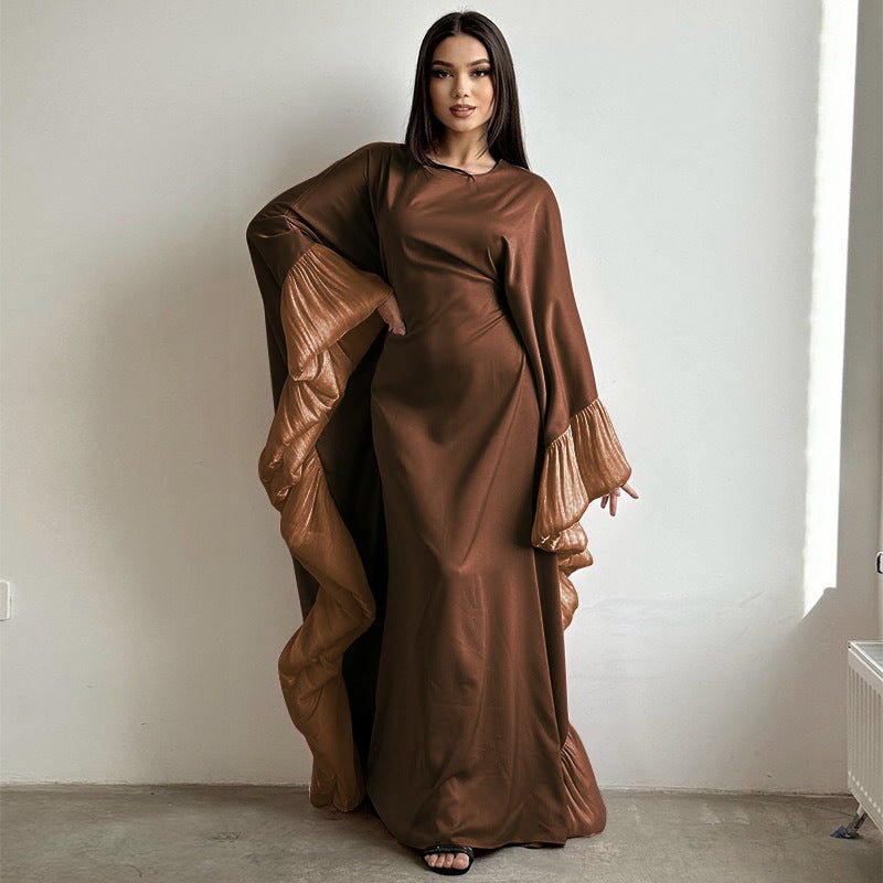 Elegant Batwing Abaya with Ruffled Sleeves(MA328) - Mariam's Collection