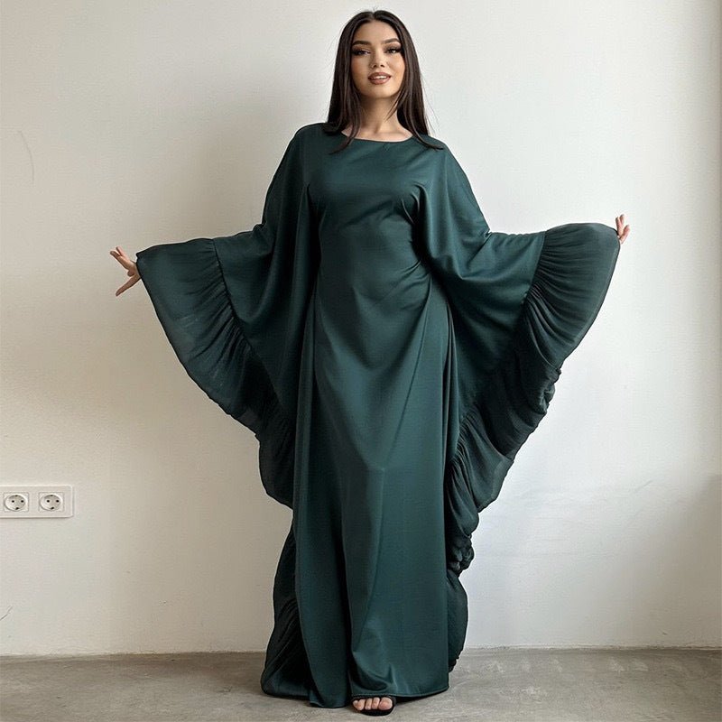 Elegant Batwing Abaya with Ruffled Sleeves(MA328) - Mariam's Collection