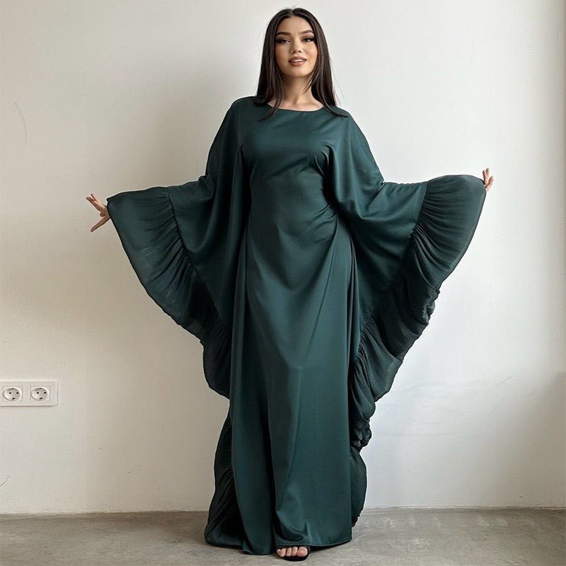 Elegant Batwing Abaya with Ruffled Sleeves(MA328) - Mariam's Collection