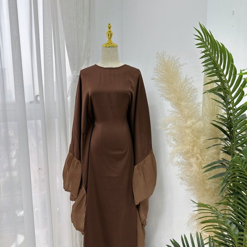 Elegant Batwing Abaya with Ruffled Sleeves(MA328) - Mariam's Collection