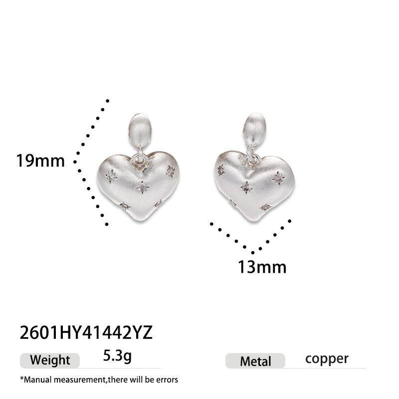 Elegant Brushed Heart Stud Earrings(MAC460) - Mariam's Collection