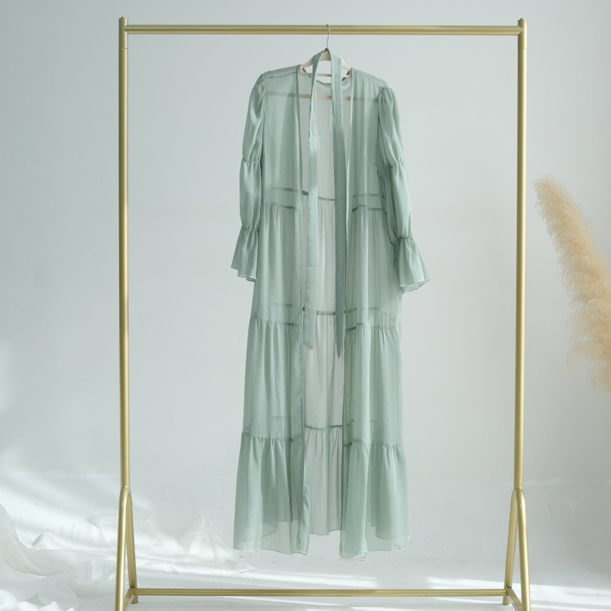 Elegant Chiffon Wrinkle Three - Piece Set Modest Muslim Abaya (MOA155) - Mariam's Collection