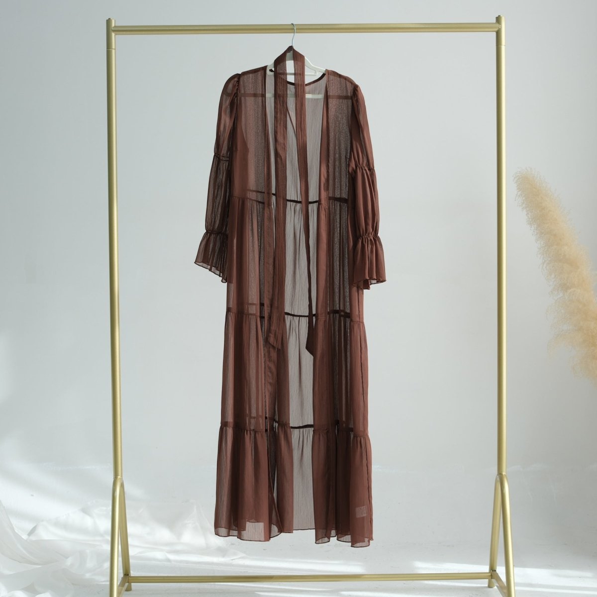 Elegant Chiffon Wrinkle Three - Piece Set Modest Muslim Abaya (MOA155) - Mariam's Collection