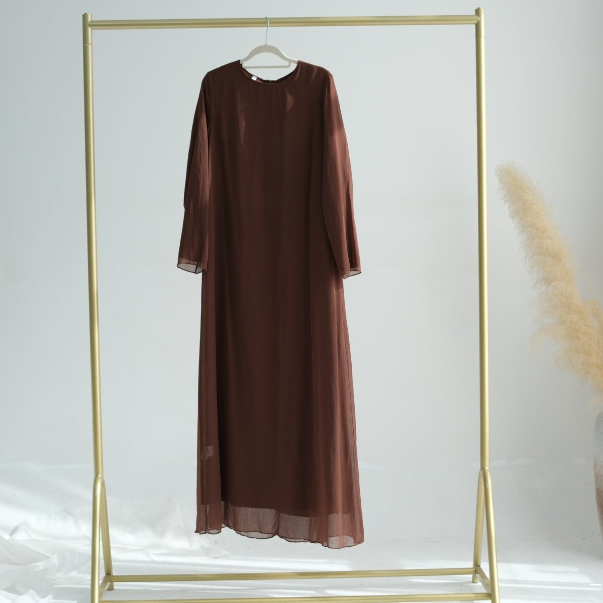 Elegant Chiffon Wrinkle Three - Piece Set Modest Muslim Abaya (MOA155) - Mariam's Collection