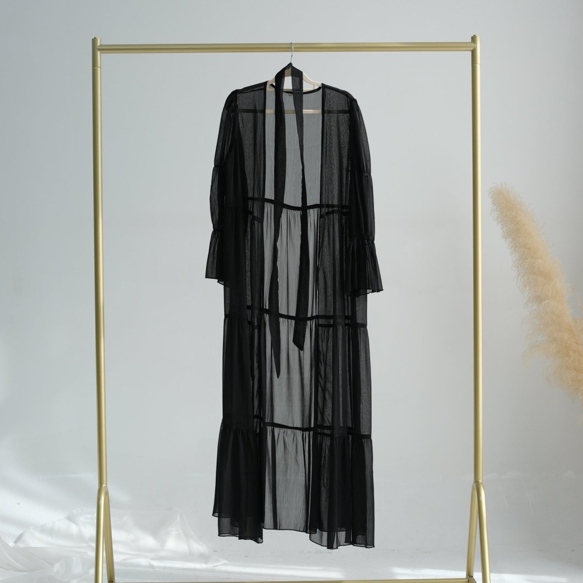 Elegant Chiffon Wrinkle Three - Piece Set Modest Muslim Abaya (MOA155) - Mariam's Collection