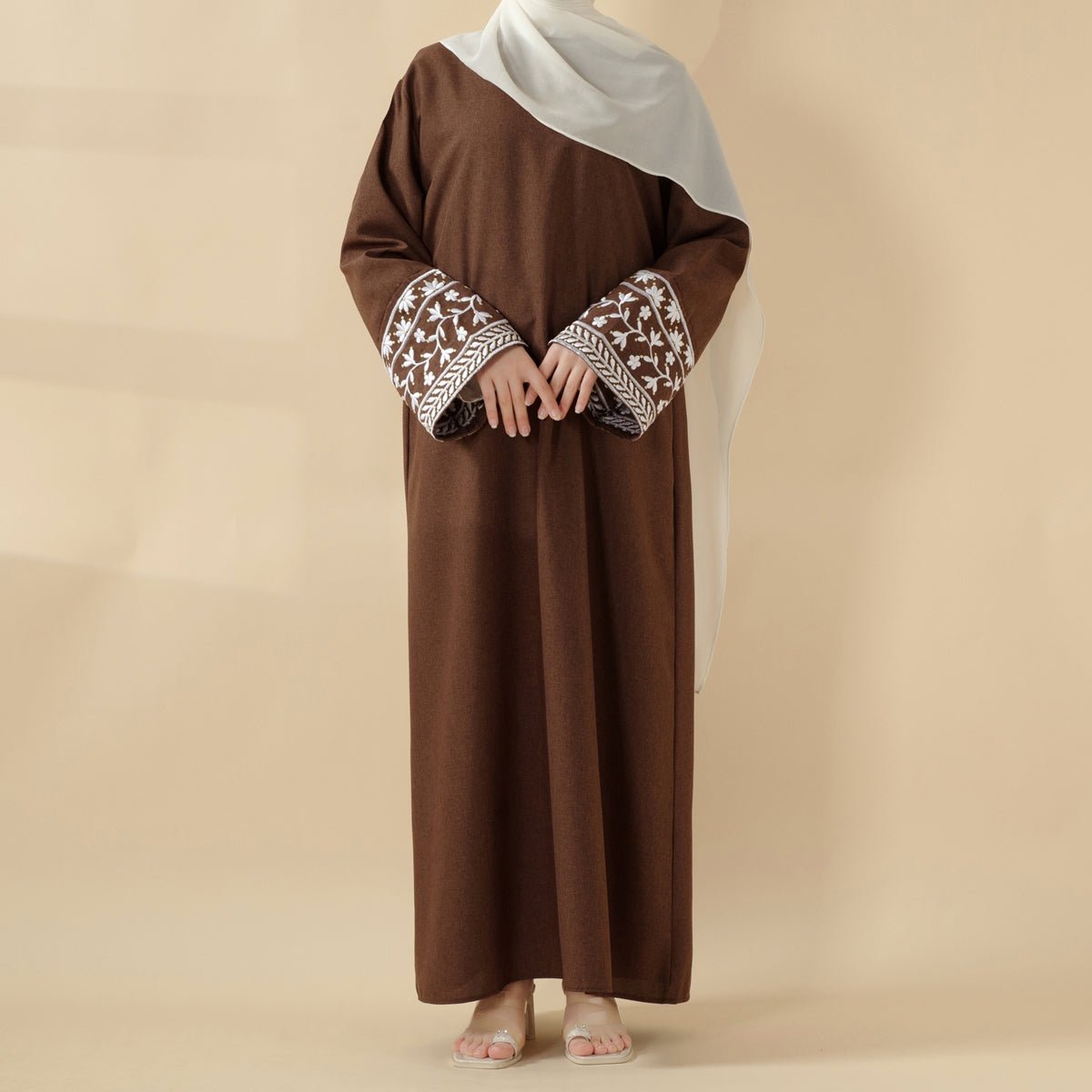 Elegant Cocoon - Cut Pullover Dress 2 - Piece Set Embroidered Abaya (MA145) - Mariam's Collection