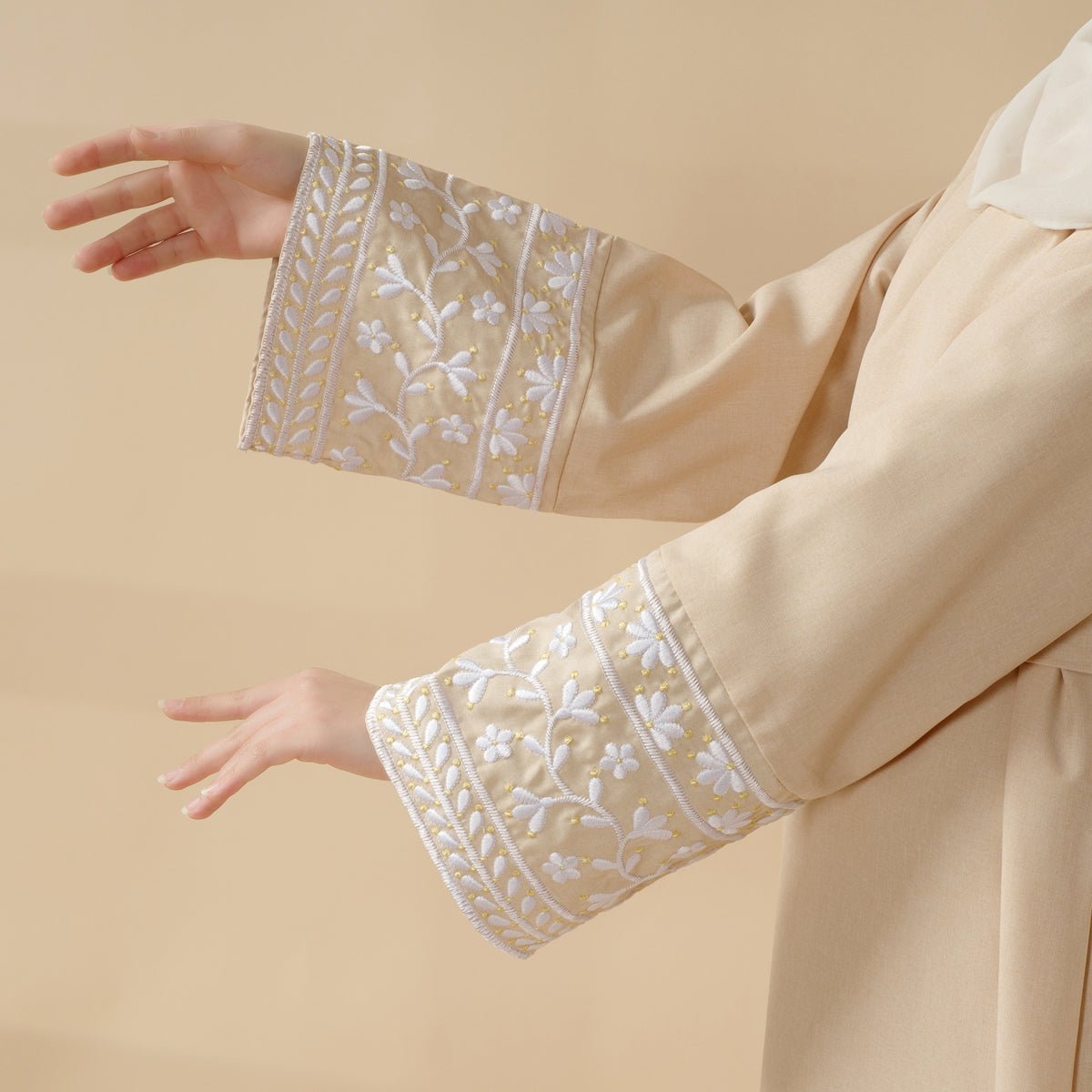 Elegant Cocoon - Cut Pullover Dress 2 - Piece Set Embroidered Abaya (MA145) - Mariam's Collection