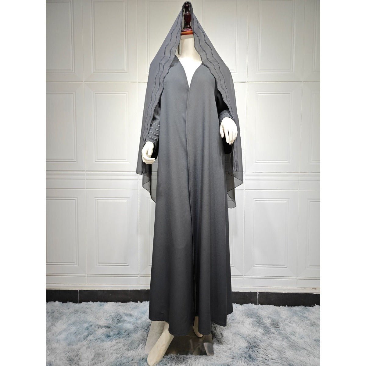 Elegant Embroidered Abaya with Matching Headscarves | Modern Modest Wear for Women(MOA216) - Mariam's Collection