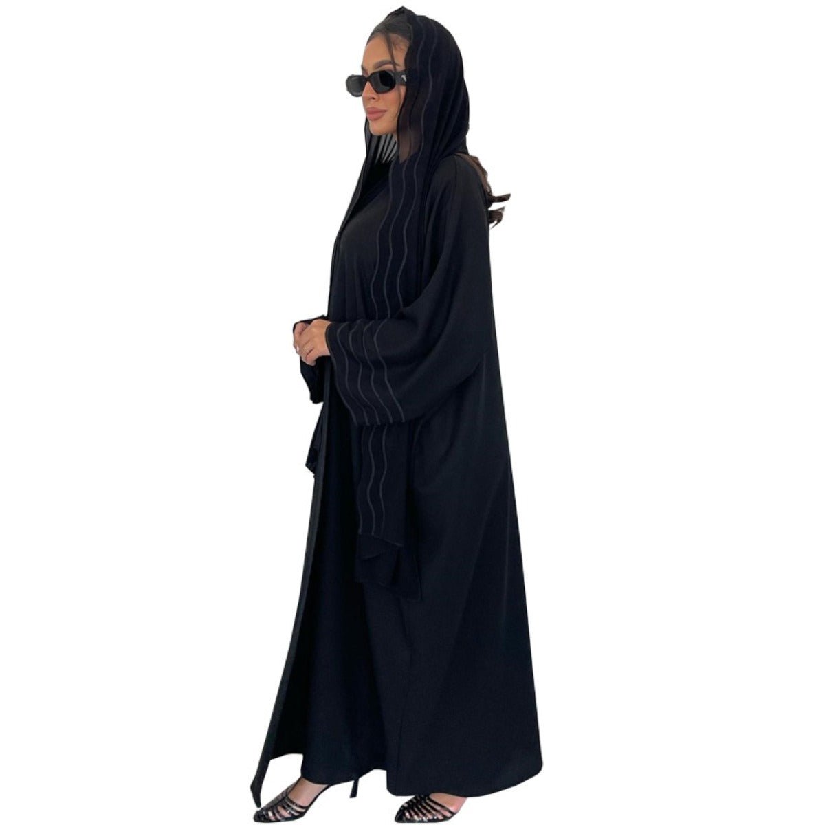 Elegant Embroidered Abaya with Matching Headscarves | Modern Modest Wear for Women(MOA216) - Mariam's Collection