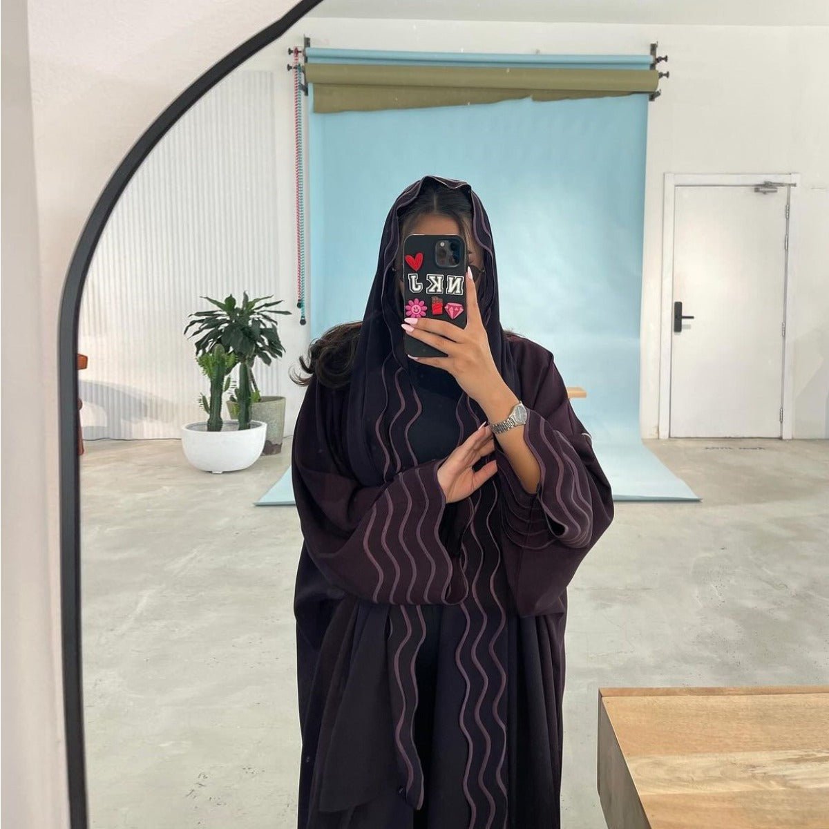 Elegant Embroidered Abaya with Matching Headscarves | Modern Modest Wear for Women(MOA216) - Mariam's Collection