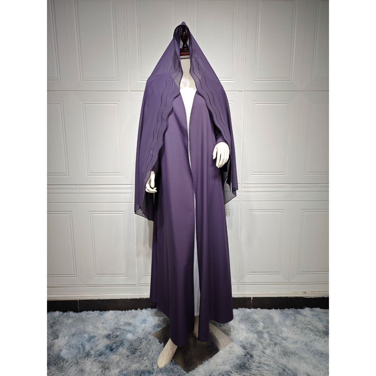 Elegant Embroidered Abaya with Matching Headscarves | Modern Modest Wear for Women(MOA216) - Mariam's Collection