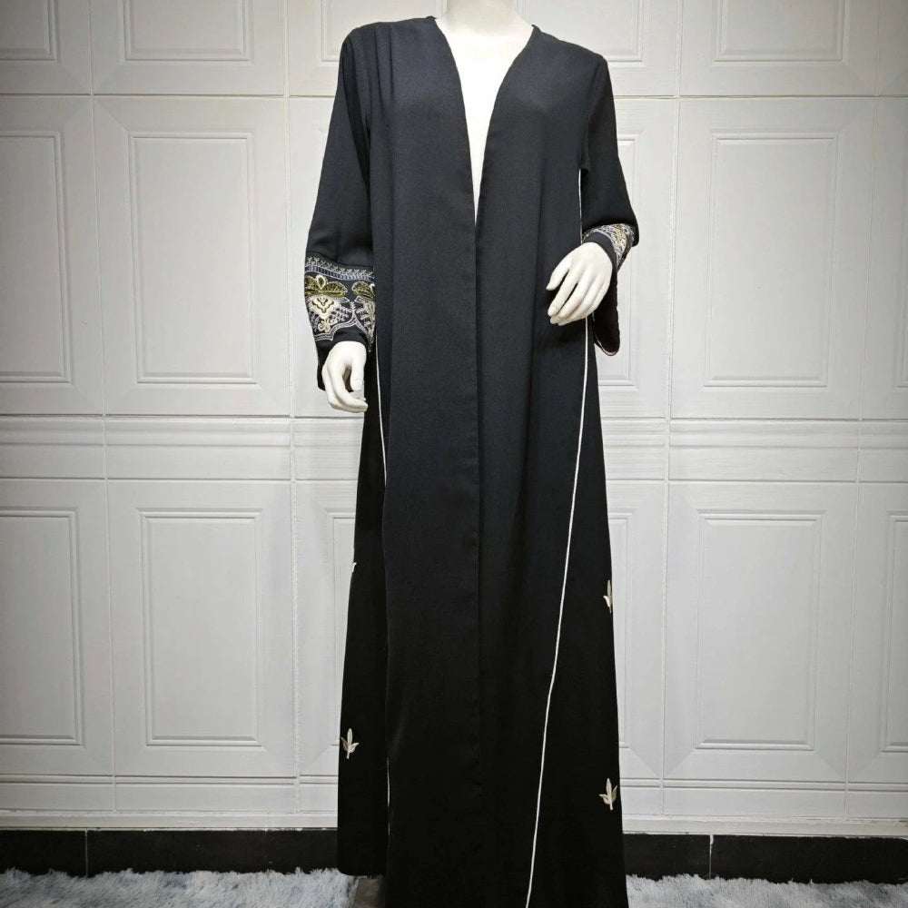 Elegant Embroidered Temperament Open Abaya (MOA062) - Mariam's Collection