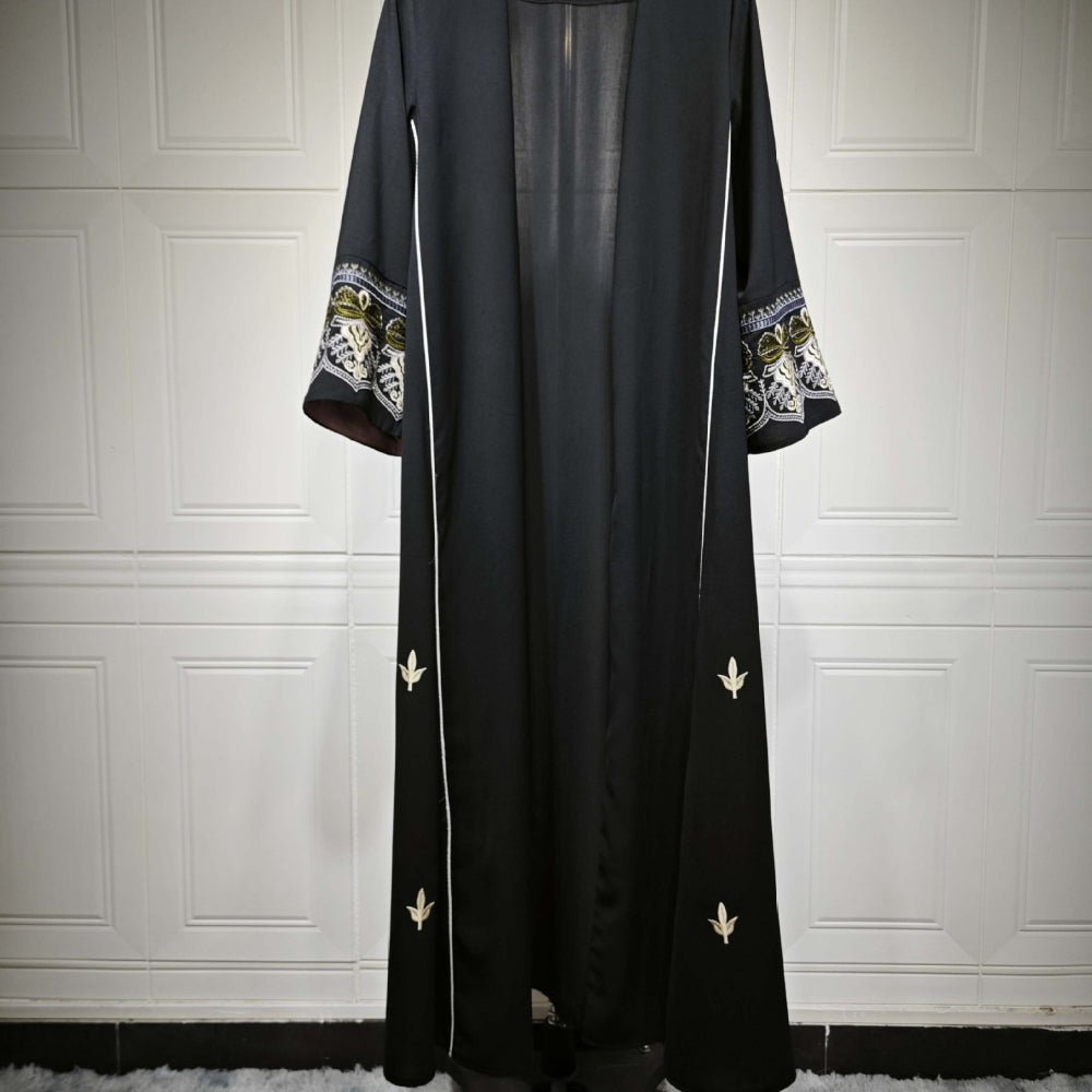 Elegant Embroidered Temperament Open Abaya (MOA062) - Mariam's Collection