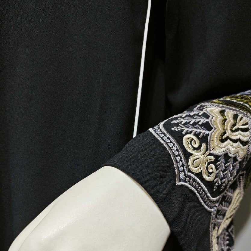 Elegant Embroidered Temperament Open Abaya (MOA062) - Mariam's Collection