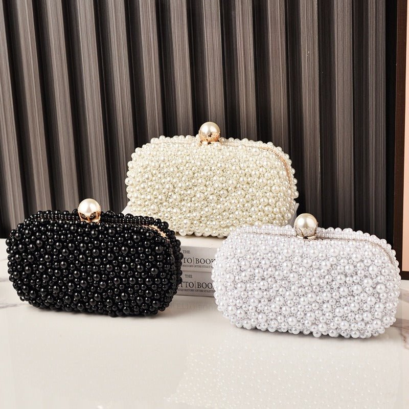 Faux Pearl Evening Clutch Bag – Vintage Beaded Clutch Purse