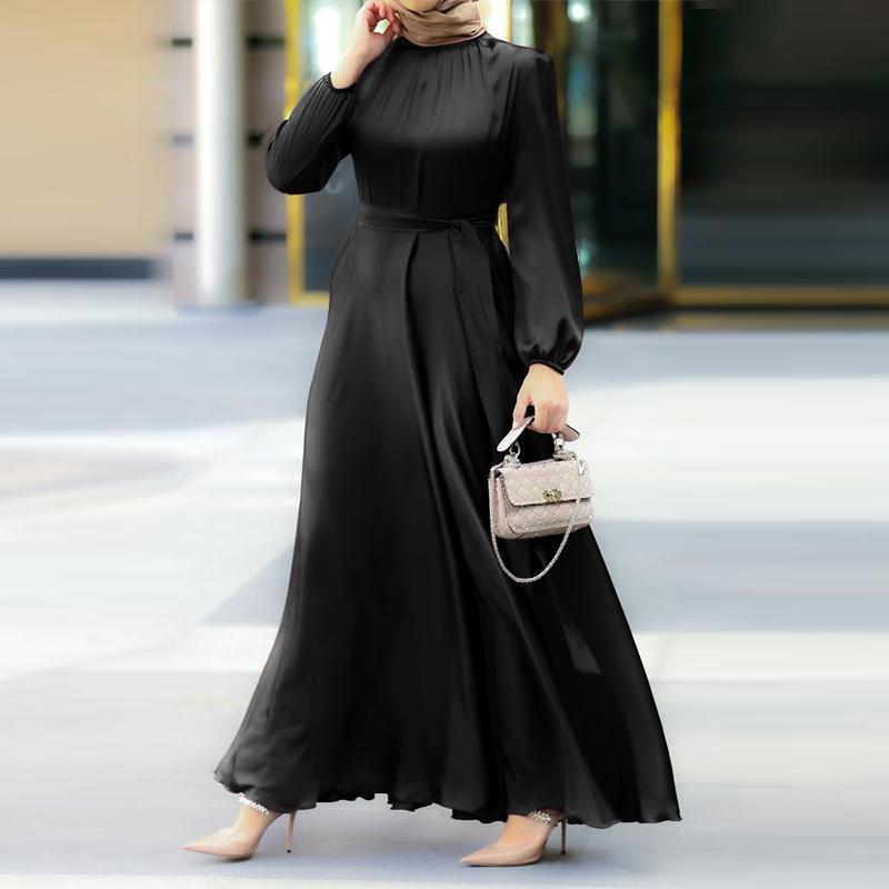 Elegant Faux Silk Abaya | Round Neck Abaya