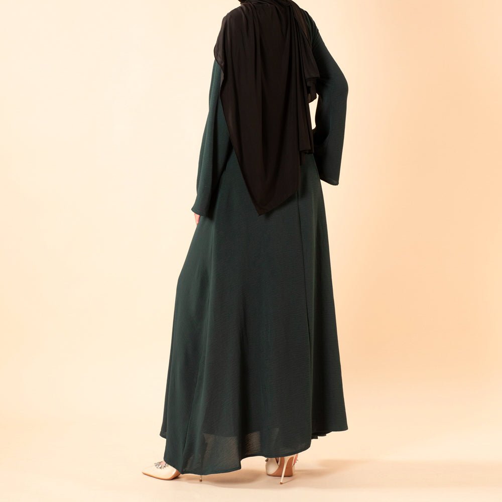 Elegant Flow Crepe Pocket Abaya Dress(MA432) - Mariam's Collection