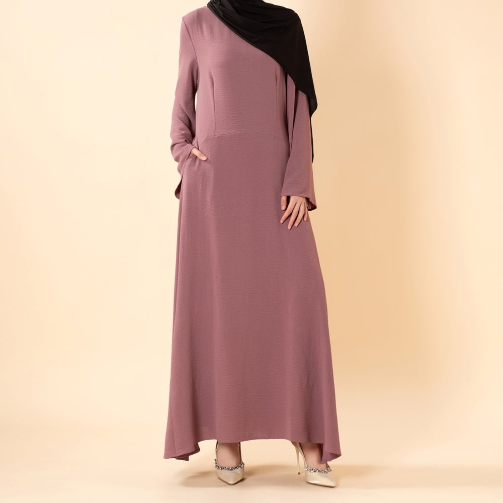 Elegant Flow Crepe Pocket Abaya Dress(MA432) - Mariam's Collection