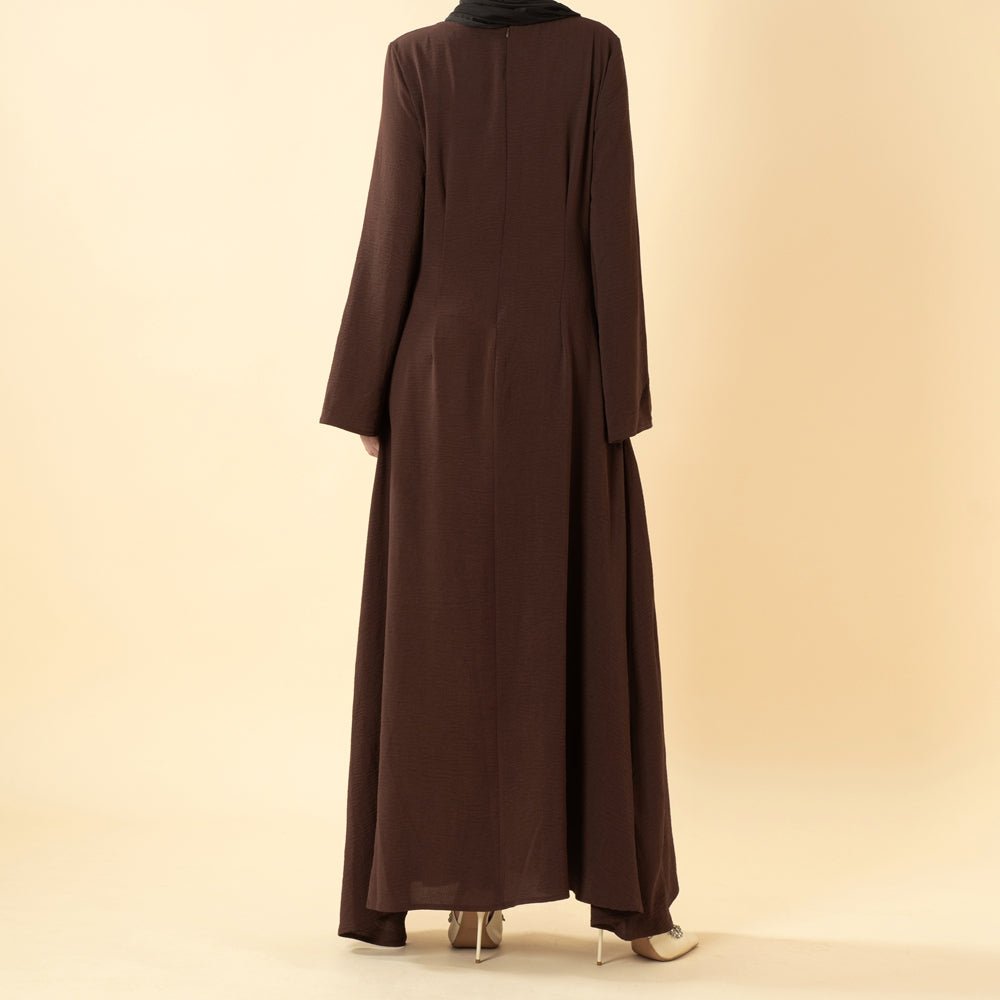 Elegant Flow Crepe Pocket Abaya Dress(MA432) - Mariam's Collection