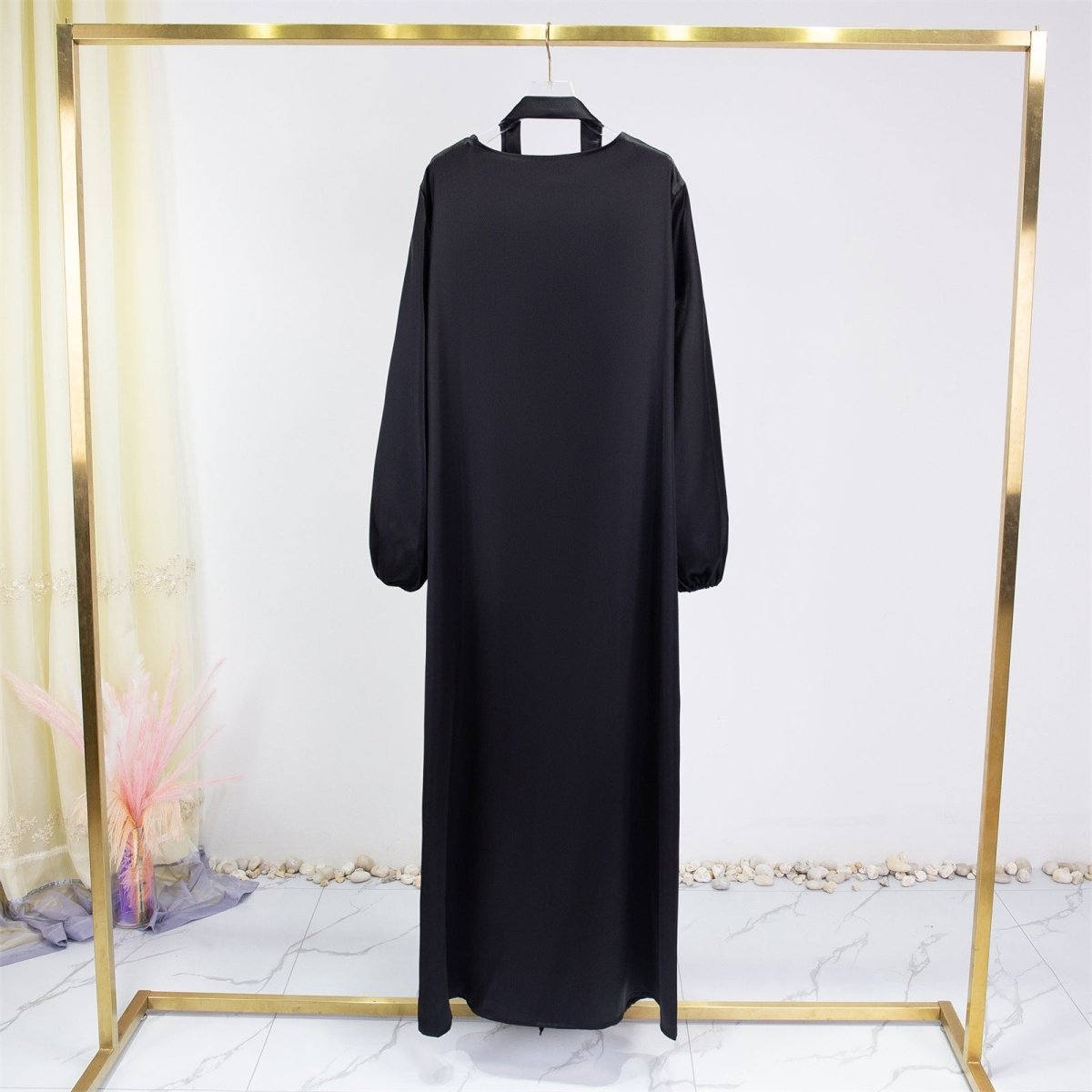 Elegant Fresh Candy - Colored Satin Open Abaya (MOA130) - Mariam's Collection