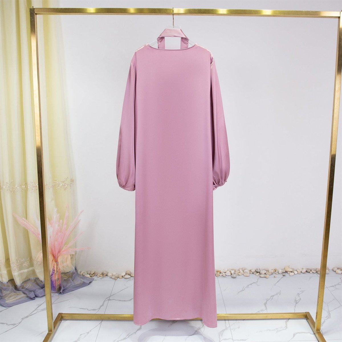 Elegant Fresh Candy - Colored Satin Open Abaya (MOA130) - Mariam's Collection