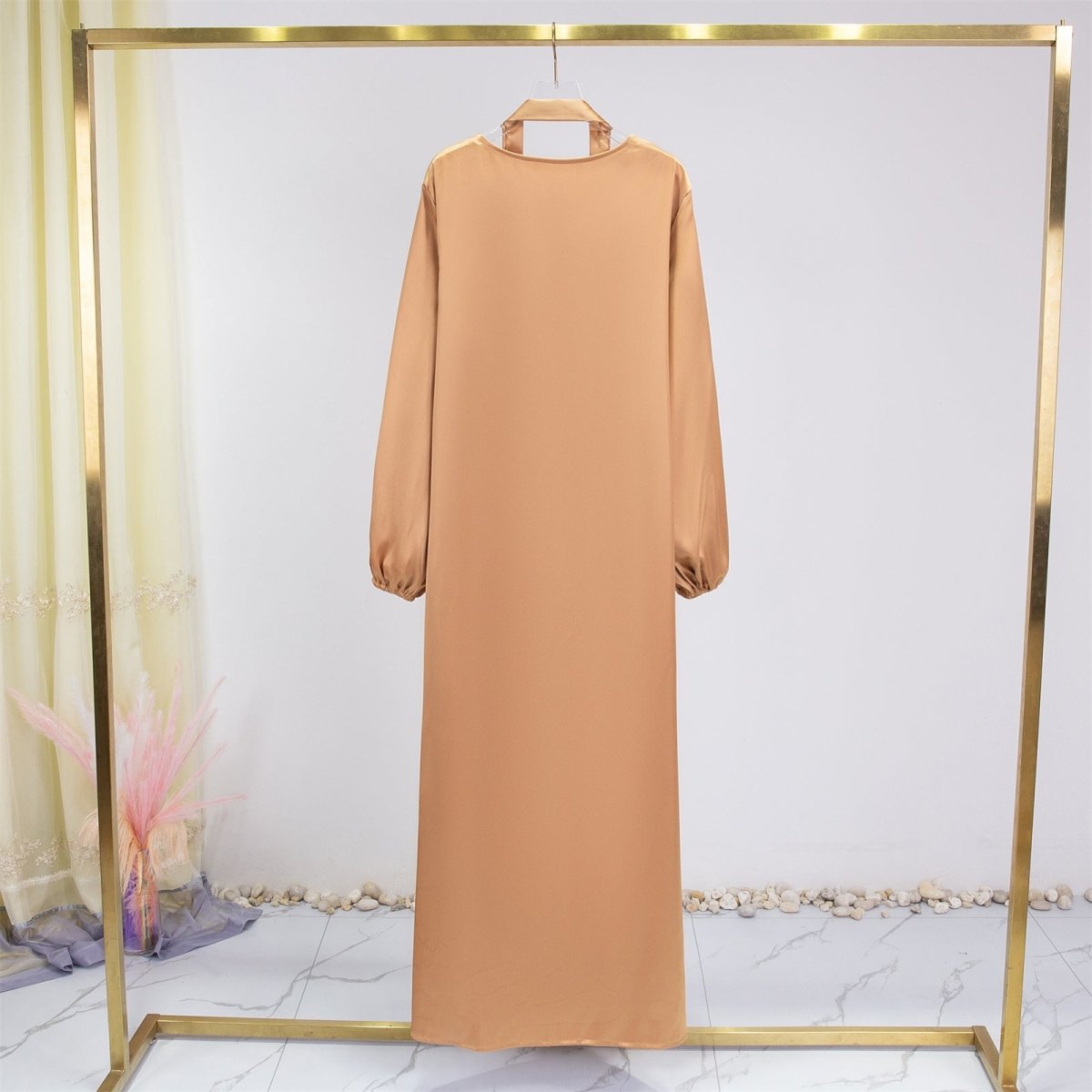 Elegant Fresh Candy - Colored Satin Open Abaya (MOA130) - Mariam's Collection