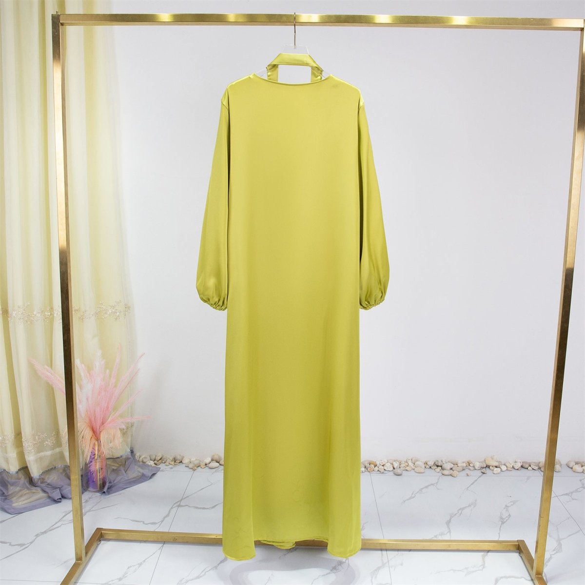 Elegant Fresh Candy - Colored Satin Open Abaya (MOA130) - Mariam's Collection