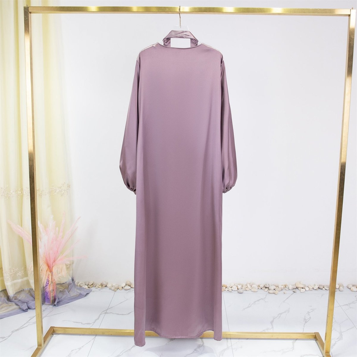 Elegant Fresh Candy - Colored Satin Open Abaya (MOA130) - Mariam's Collection