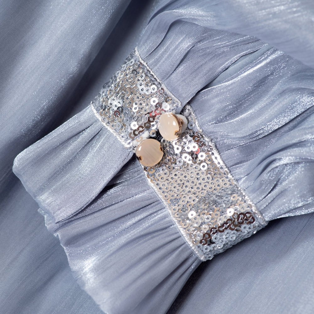 Elegant Glossy Flower Cuff Sequinned Abaya (MA140) - Mariam's Collection